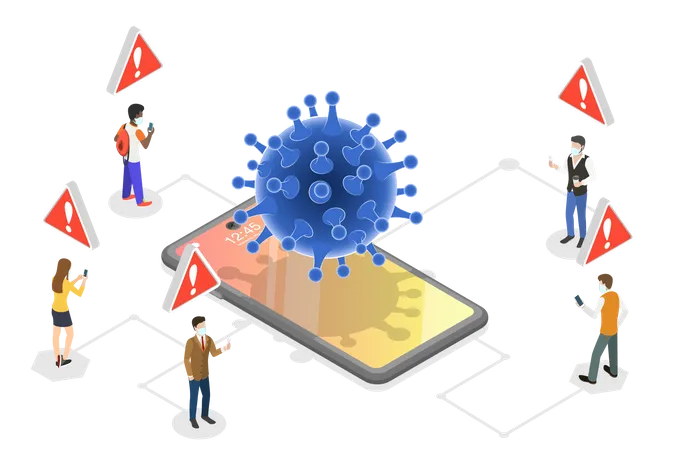 Coronavirus Contact Tracing App  Illustration