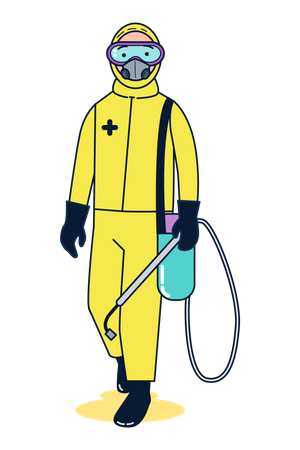 Coronavirus disinfectant worker  Illustration