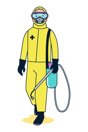 Coronavirus disinfectant worker  Illustration