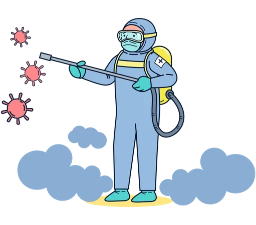 Coronavirus disinfection worker  Illustration