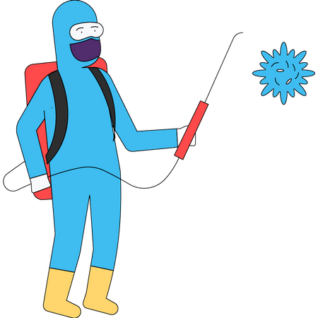 Coronavirus disinfection worker Illustration