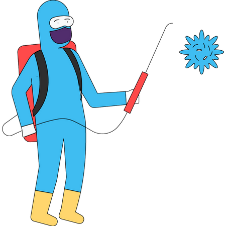 Coronavirus disinfection worker  Illustration