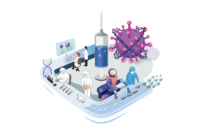 Produktion eines Coronavirus-Impfstoffs  Illustration