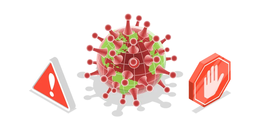 3 D Vector Isometric Concept Of Coronavirus Outbreak Awareness And Alert Against 2019 N Cov Virus Stop SARS Co V 2 Disease Pandemic Illustration