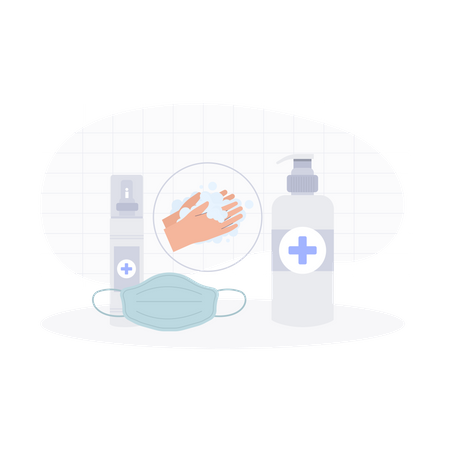 Coronavirus self care equipment  Illustration