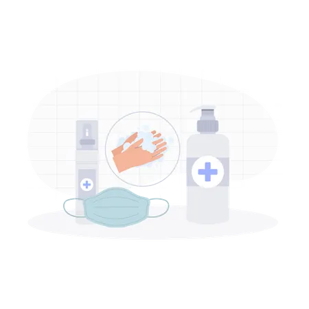 Coronavirus self care equipment  Illustration