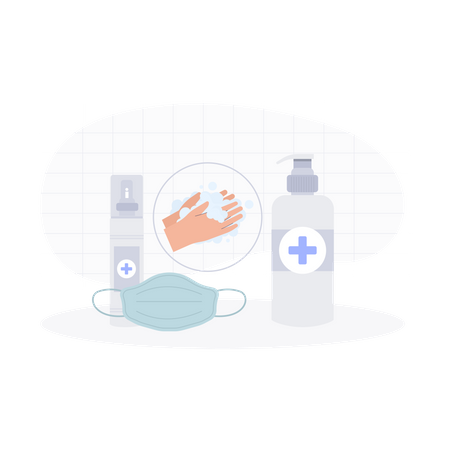 Coronavirus self care equipment Illustration