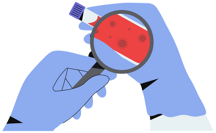 Coronavirus test tube with blood sample  Illustration