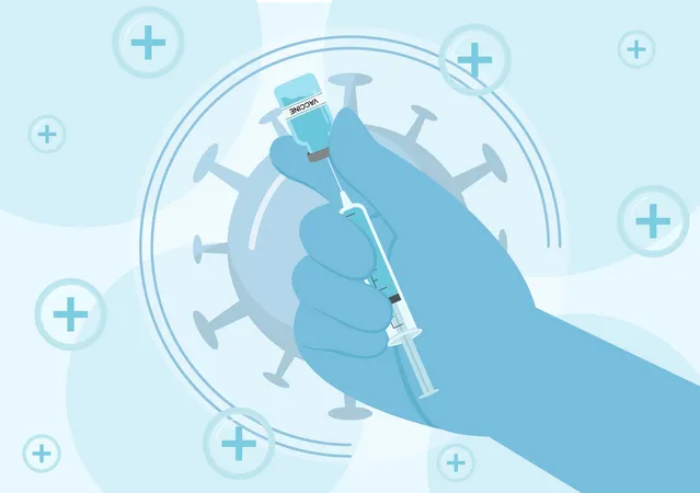 Coronavirus Vaccination With Syringe Injection Tool And Medicine Doctors To Help Provide Covid 19 Vaccines For Self Protection Or Maintaining Health Vector Illustration Illustration