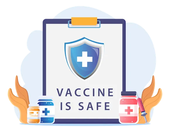 Flat Illustration Covid 19 Coronavirus Vaccine Is Safe Or Safety To Use Covid 19 Medicine Vaccine Protection Illustration