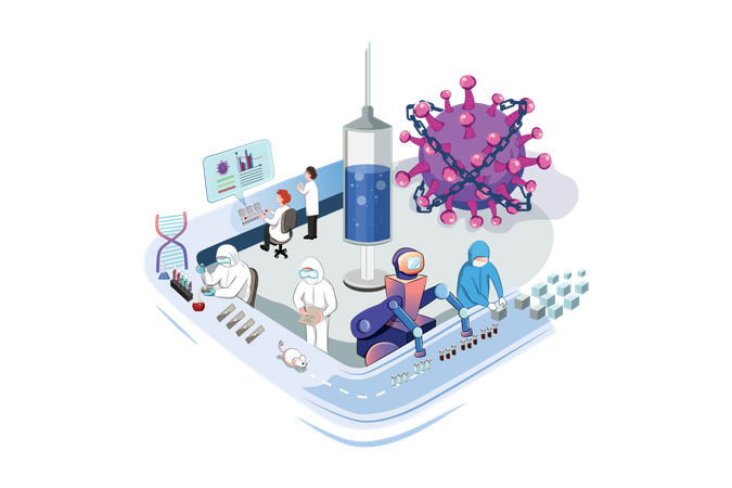 Coronavirus Vaccine Production Illustration