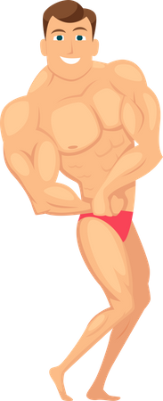 Homem musculoso exibindo corpo  Ilustração