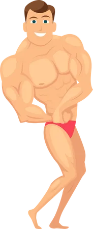 Homem musculoso exibindo corpo  Ilustração