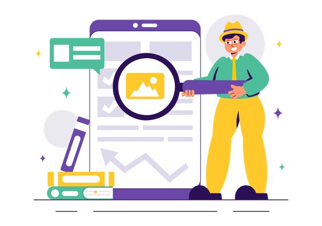 Corporate man doing investigation  Illustration