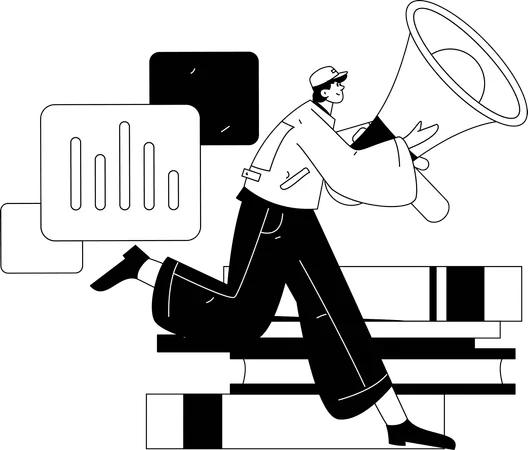 Corporate Marketing plans carried out by businessman  Illustration