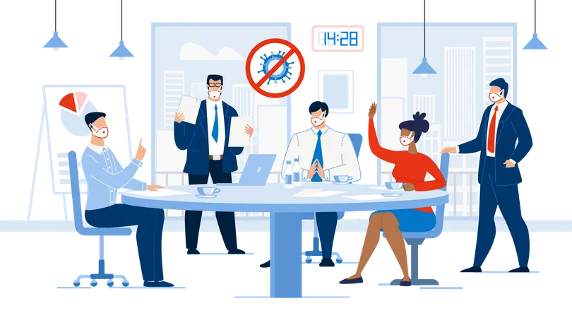 Corporate Meeting Conference Working Environment Illustration