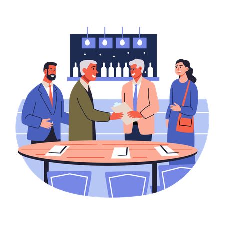 Corporate professionals interacting at  business event  Illustration