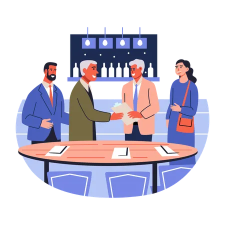 Corporate professionals interacting at  business event  Illustration