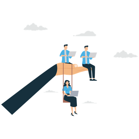 Corporate Team Collaboration focusing on  Career growth  Illustration