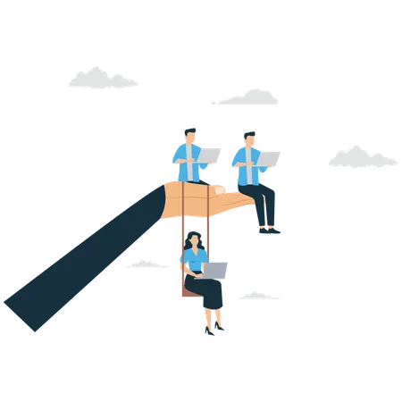 Corporate Team Collaboration focusing on  Career growth  Illustration
