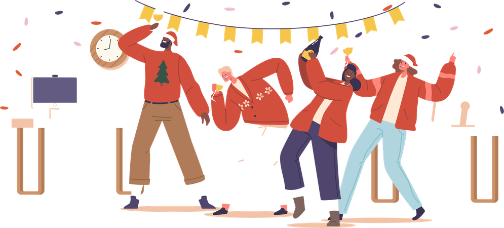 Corporate worker celebrate Christmas Party  Illustration