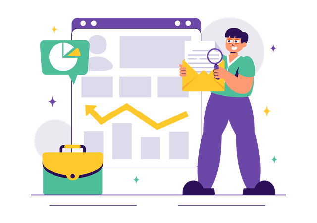 Corporate worker doing investigation  Illustration