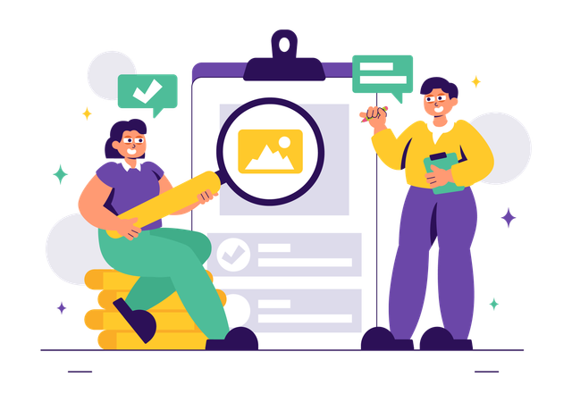 Corporate workers doing investigation  Illustration