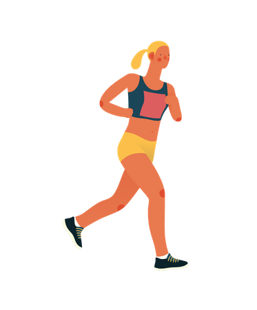 Corredora de maratón femenina corriendo  Ilustración