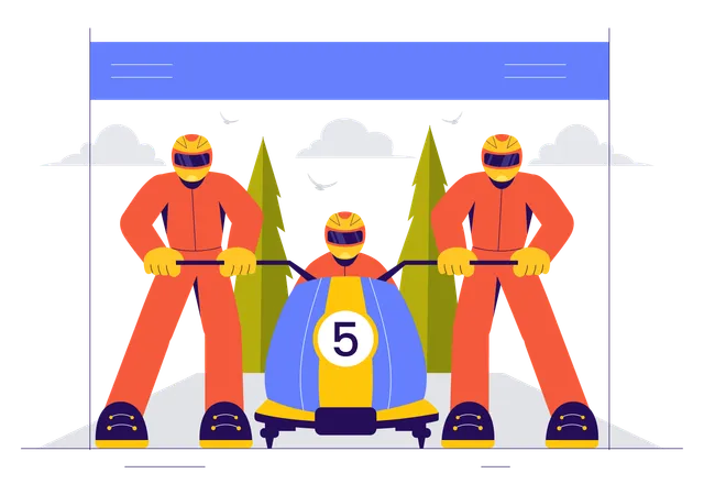 Corrida de bobsleigh  Ilustração