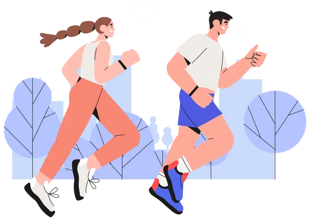 Casal correndo  Ilustração