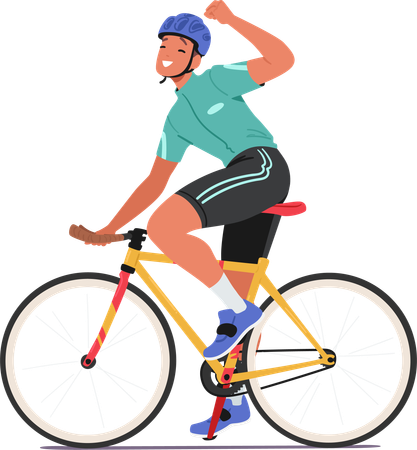 Corrida de ciclismo vencendo  Ilustração