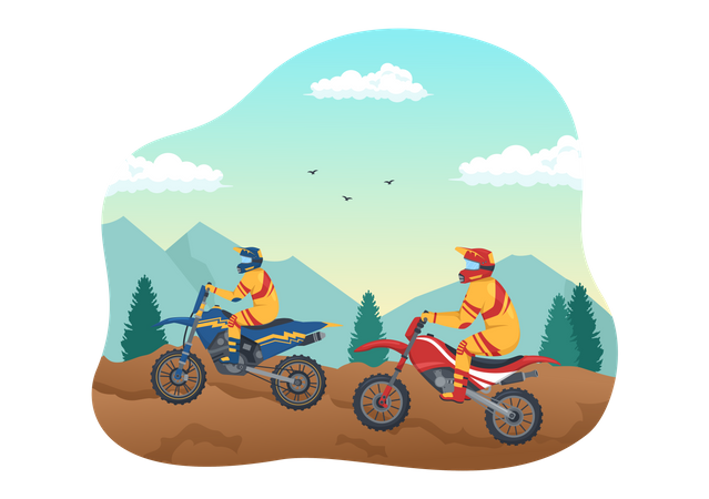 Corrida de mountain bike  Ilustração