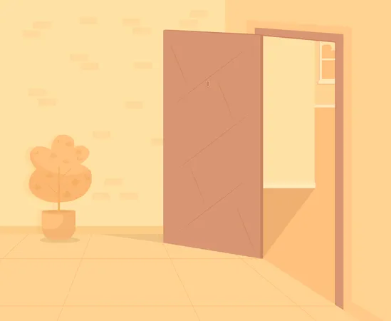 Corridor with opened door  Illustration