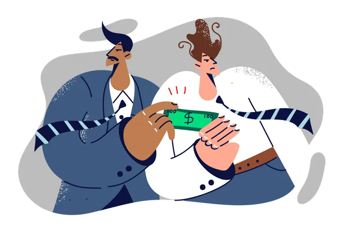 Corrupt business man receives bribe from partner helping conclude unprofitable contract  Illustration
