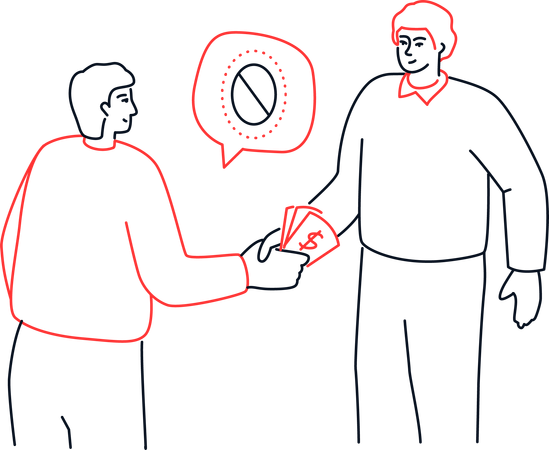 Corruption prevention person who gives money to another  Illustration