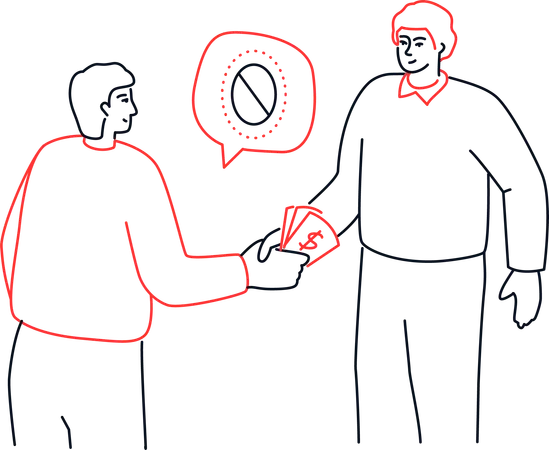 Corruption prevention person who gives money to another  Illustration