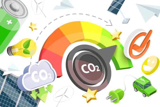 Redução de emissões de carbono  Ilustração