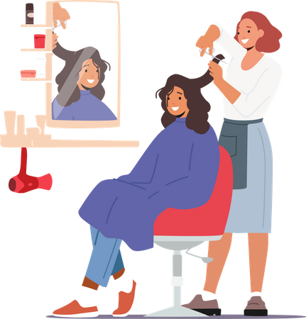 Corte de pelo por peluquera  Ilustración