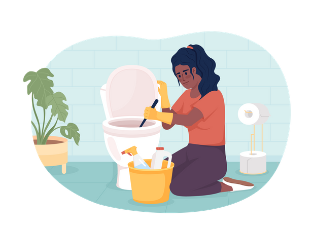 Corvée de nettoyage de salle de bain  Illustration