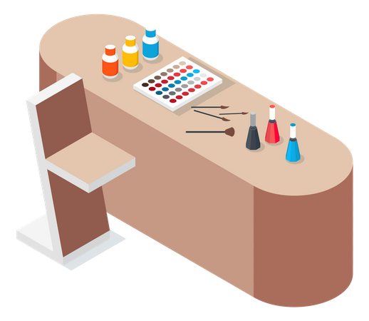 Cosmetics Product on Table  Illustration