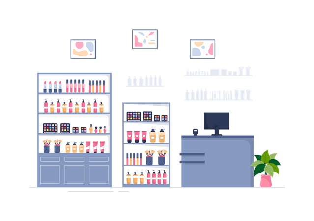 Cosmetics Shop Counter Illustration