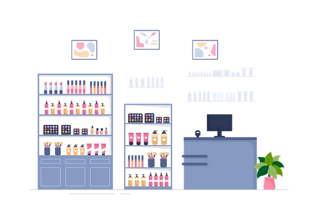 Cosmetics Shop Counter Illustration