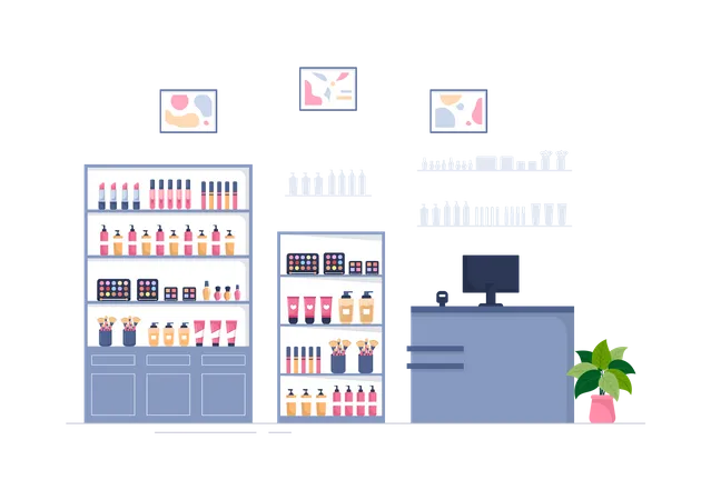 Cosmetics Shop Counter  Illustration