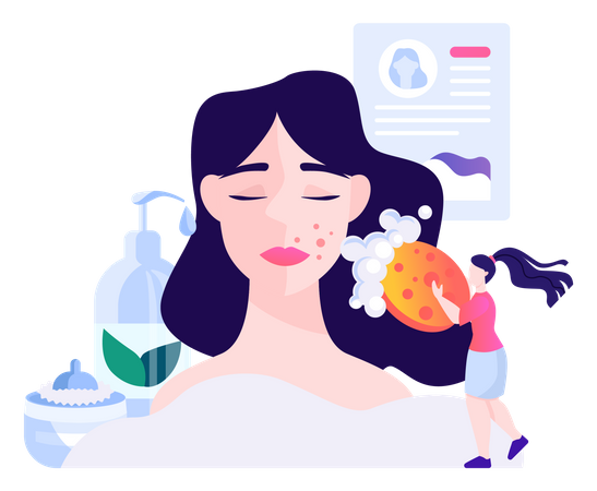 Cosmetologist doing skin cleansing  Illustration