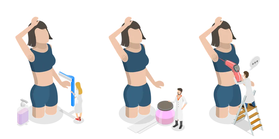 3 D Isometric Flat Vector Conceptual Illustration Of Armpits Care Cosmetology And Womans Body Illustration