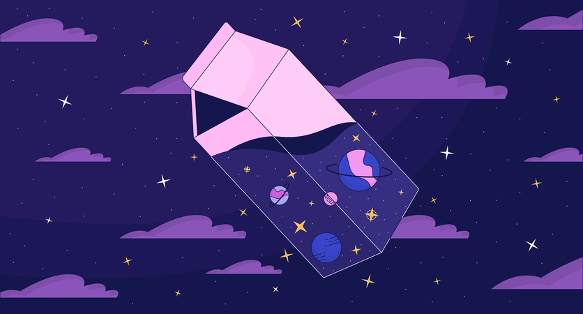 夜空に浮かぶ宇宙ミルク  イラスト