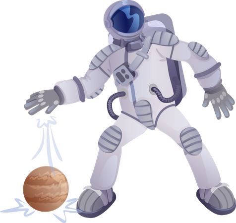 Cosmonaut and planet  Illustration