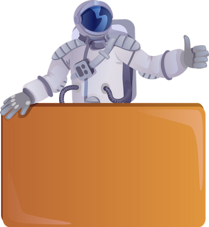 Cosmonaut holding empty banner  Illustration