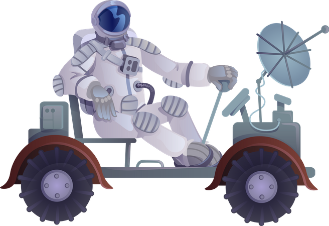 Cosmonaut in lunar rover  Illustration