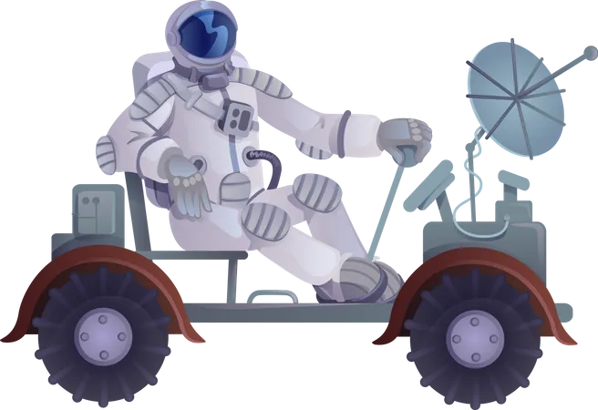 Cosmonaut in lunar rover  Illustration